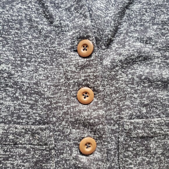 Womens COLUMBIA Fleece Cardigan Heathered Grey Wood Buttons Pockets Grandpacore - Picture 5 of 7